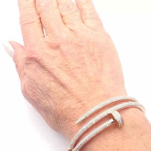 Cartier Juste un Clou Nail 18k Rose Gold Diamond Bangle Bracelet Size 16 Paper - Picture 7 of 13